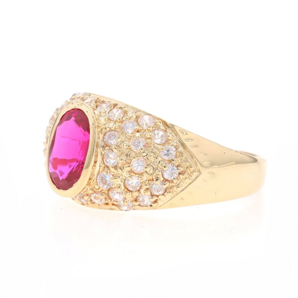 Yellow Gold Lab-Created Ruby & Cubic Zirconia Rin… - image 3